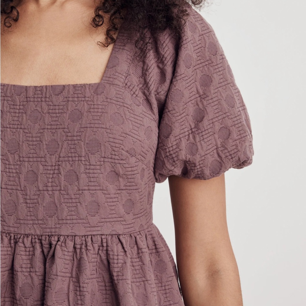 Madewell Floral Quilted Puff-Sleeve Mini Dress